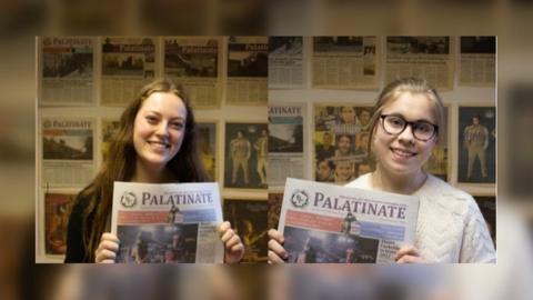 Joint editors Tash Mosheim and Imogen Usherwood with the paper