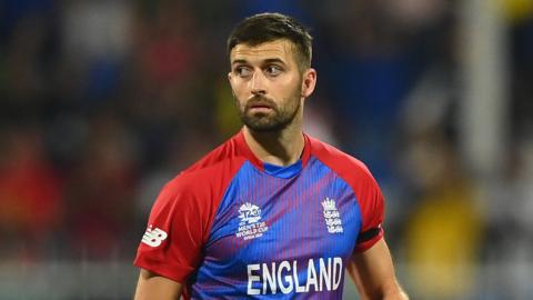 England bowler Mark Wood looks on during a T20 international