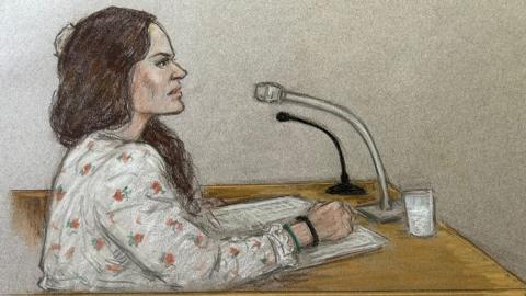 Court artist's sketch of Constance Marten giving evidence