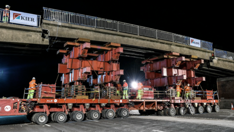 Centre section of bridge being removed