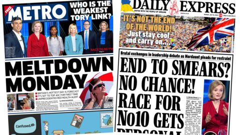 The Metro and Express front pages