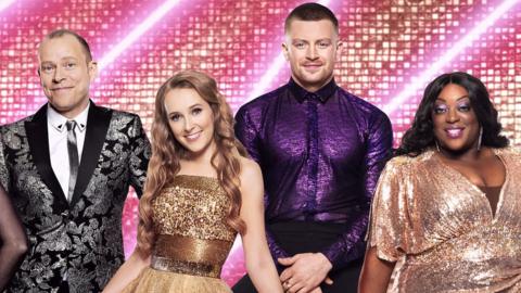 Strictly contestants Robert Webb, Rose Ayling Ells, Adam Peaty and Judi Love