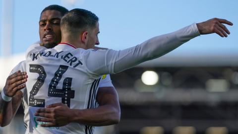 Fulham's Anthony Knockaert celebrates seeing his side go header against Preston