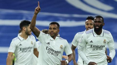 Rodrygo celebrates his goal for Real Madrid