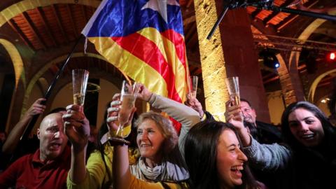 pro-independence supporters celebrate