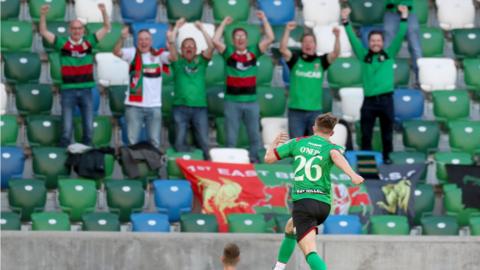 Only 500 supporters were allowed to attend the Irish Cup Final between Glentoran and Ballymena United in late July