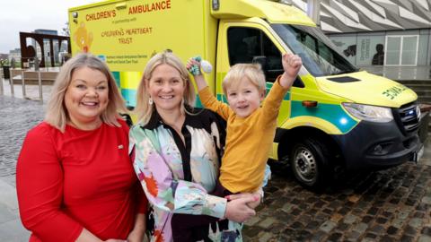 Joanne McCallister of Children's Heartbeat Trust, Edel McInerney and her son Fionn