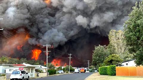 Fire raging near Sydney, Australia