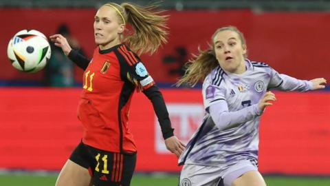 Belgium's Janice Cayman and Scotland's Fiona Brown