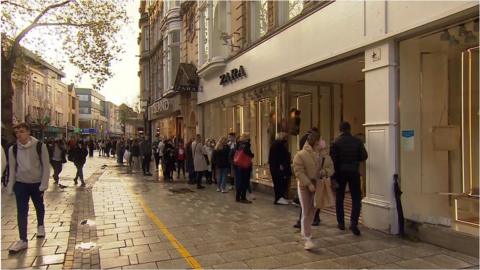 Shoppers in Queen Street, Cardiff