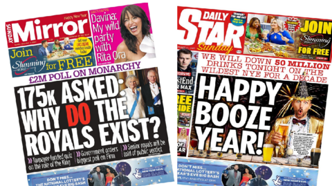 The Mirror and Daily Star front pages