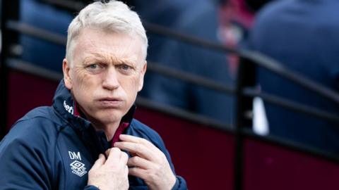 West Ham manager David Moyes puffs out his cheeks