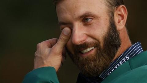 Dustin Johnson after winning the Masters