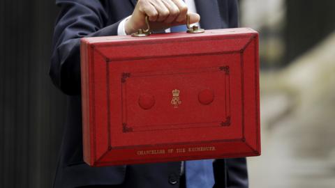 Chancellor with red box on Budget day