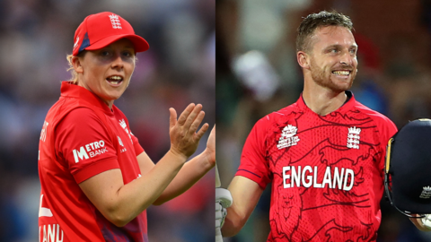 Split picture of Heather Knight and Jos Buttler