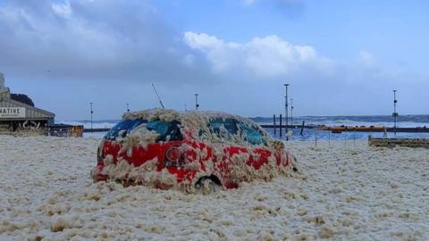 Car left covered in foam in Portstewart