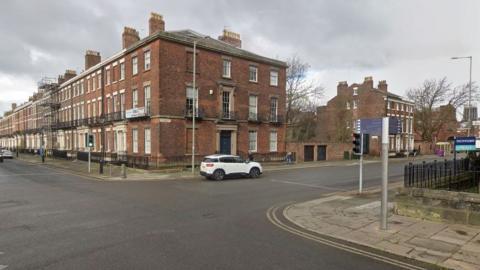 View of Catharine Street by junction with Canning Street in Liverpool