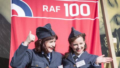 Cast members from 'Girlfriends' a play about women serving in the RAF during the Second World War