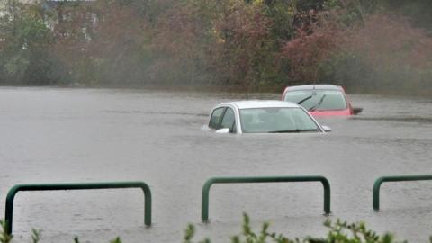 Cars submerged in Oban