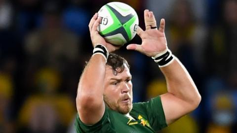 Duane Vermeulen jumps to win a lineout in Saturday's game between South Africa and New Zealand in Australia