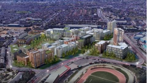 Artist's impression of Perry Barr village