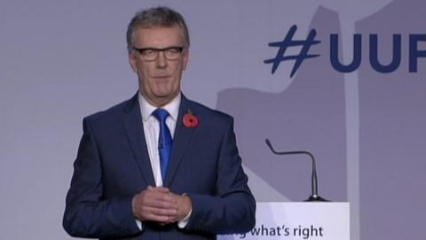 Mike Nesbitt delivers the leader's speech as part of the Ulster Unionist Party Conference 2015.