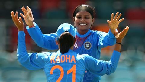 India celebrate a wicket