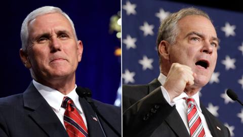 Mike Pence and Tim Kaine face off in Tuesday night's vice-presidential debate.