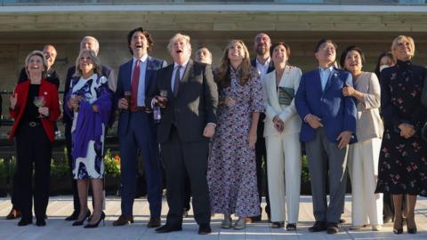 G7 leaders watch the Red Arrows display