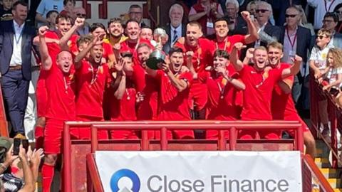 Jersey captain James Queree lifts the Muratti Vase