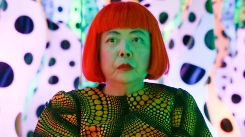 Yayoi Kusama attends the Yayoi Kusama "I Who Have Arrived In Heaven" Exhibition Press Preview at David Zwirner Art Gallery on November 7, 2013 in New York City