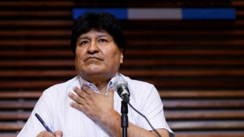 Former Bolivian President Evo Morales attends a news conference in Buenos Aires, Argentina October 22, 2020. REUTERS