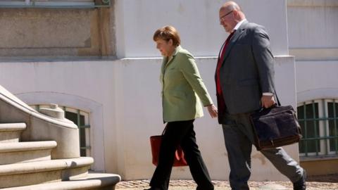 German Chancellor Angela Merkel and German Chief of Staff Peter Altmaier