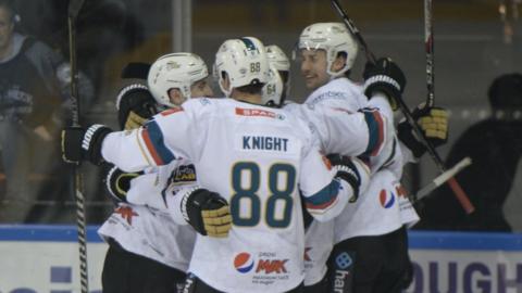 Belfast Giants players celebrate