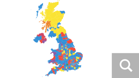 Promo image showing the most searched-for party leader in each GB constituency