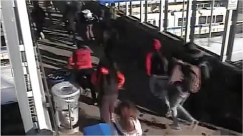 CCTV footage of a 'flash mob'