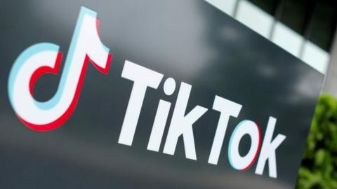 The TikTok logo is pictured outside the company's US head office in Culver City, California.