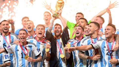 Argentina celebrating winning the World Cup