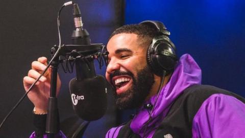 Drake in the 1Xtra studio