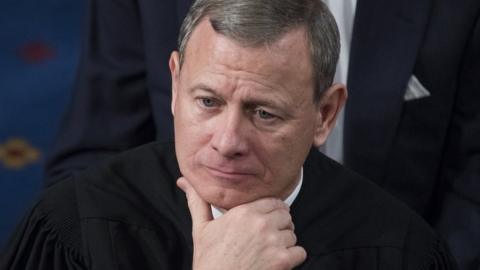 Supreme Court Chief Justice John Roberts listens to President Donald Trump's State of the Union address to a joint session of Congress, 30 January 2018