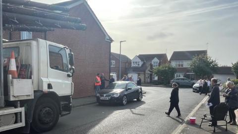 A person walks across Shields Road, Hedon