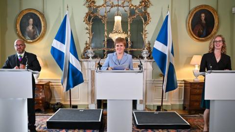 Patrick Harvie, Nicola Sturgeon and Lorna Slater