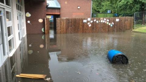 Russell Scott Primary School during one of the flooding incidents