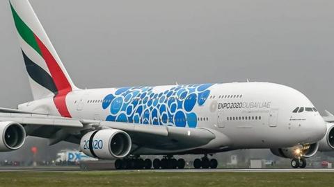 Hundreds of spectators watched the A380 land for its first commercial service in Scotland.