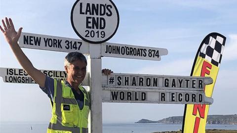 Sharon Gayter, after successfully breaking the women"s world record running from John O"Groats to Land"s End in 2019
