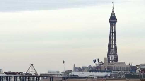 blackpool beach with the tower