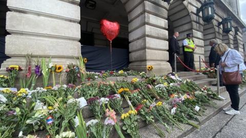 Floral tributes at Council House
