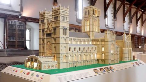 Lego Durham Cathedral model rebuilt and on display