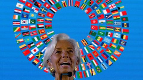 International Monetary Fund Managing (IMF) director Christine Lagarde addresses the media during a press conference at the International Monetary Fund (IMF) and World Bank annual meetings in Nusa Dua, on Indonesia's resort island of Bali on October 13, 2018.