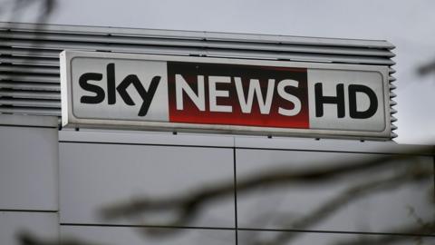 Sky News logo on its headquarters